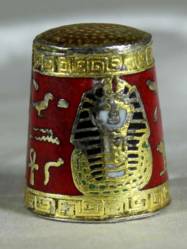 Cloisonne style thimble - Egyptian figures