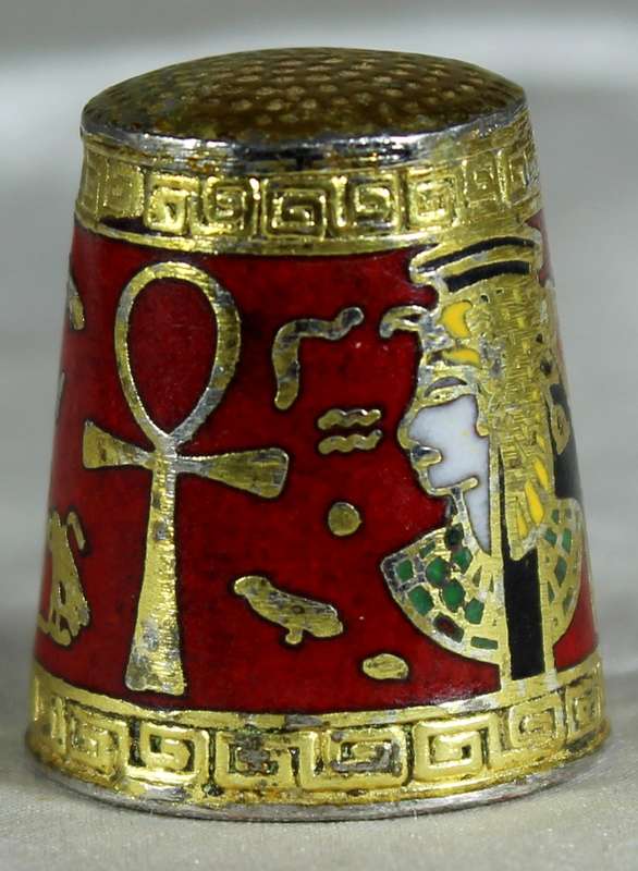 Cloisonne style thimble - Egyptian figures