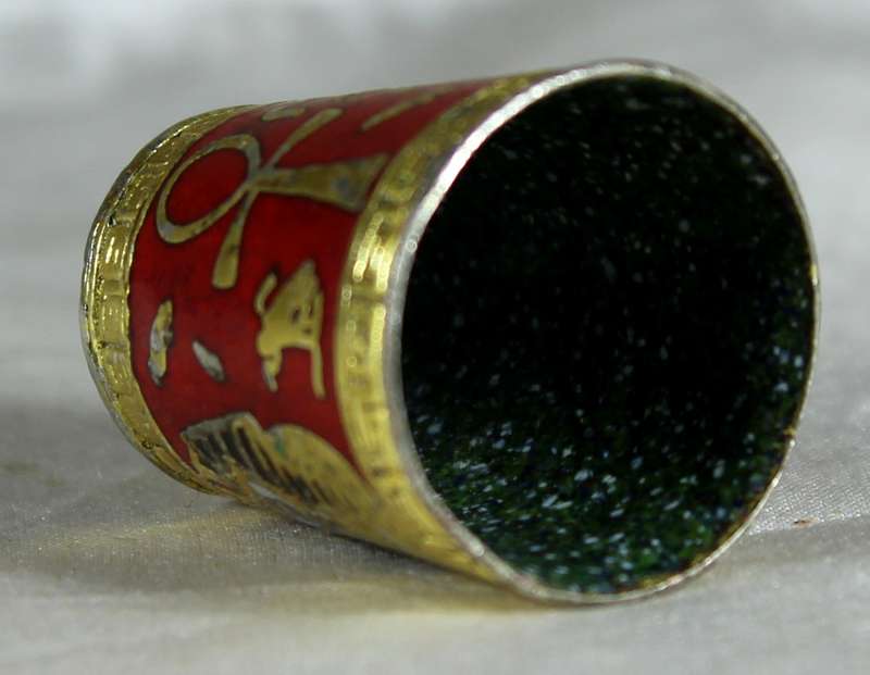 Cloisonne style thimble - Egyptian figures