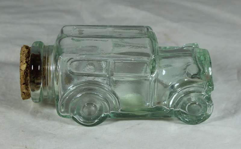 Old glass car candy holder