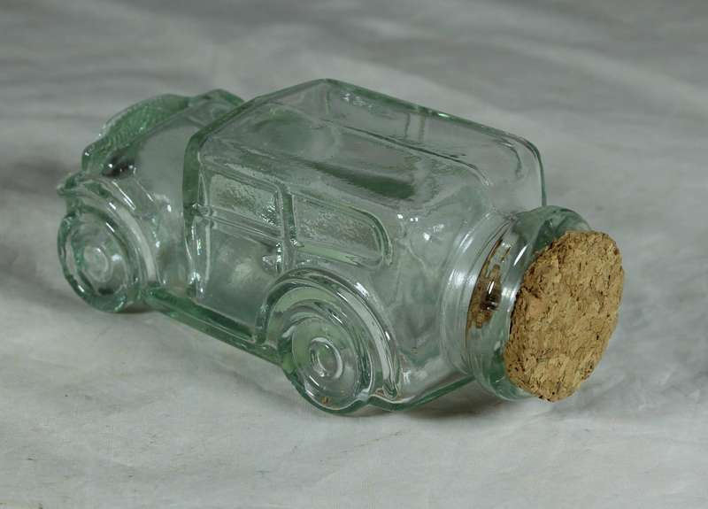 Old glass car candy holder