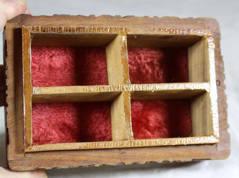 Small carved wood jewelry box