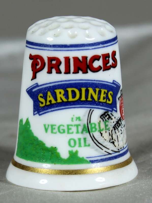 Advertising thimble - Princes Sardines - Cottage thimble
