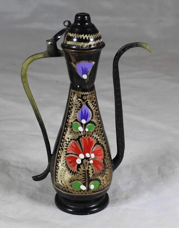 Small painted copper kettle