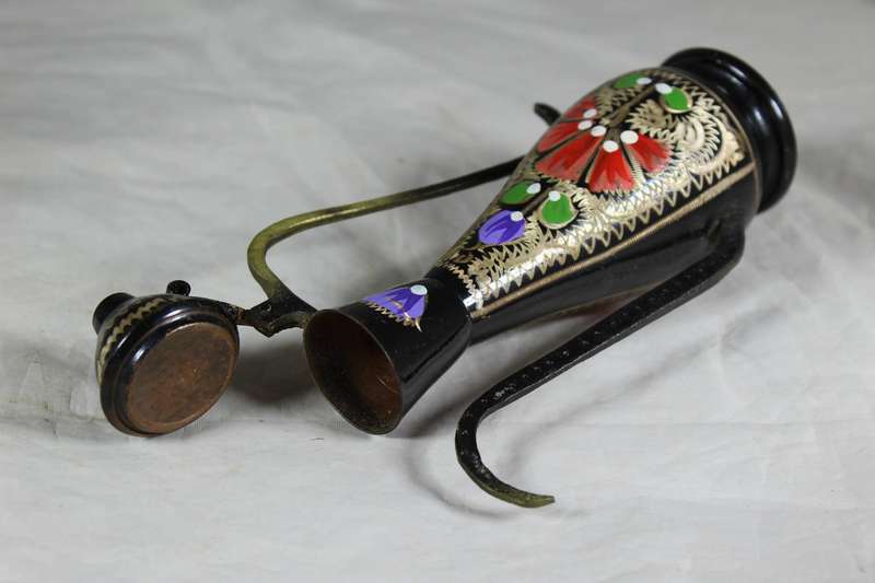 Small painted copper kettle