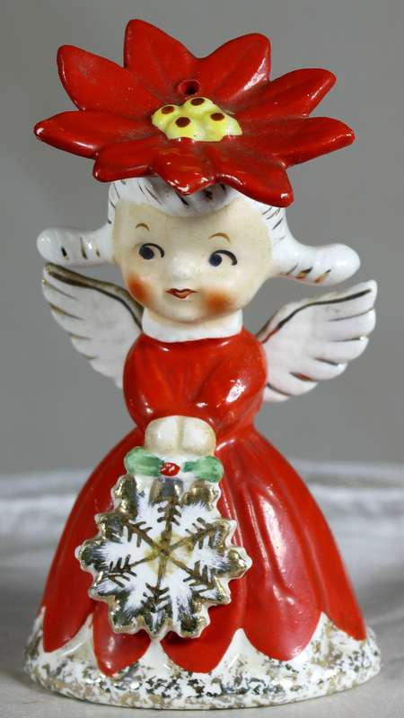Porcelain angel in red - bell