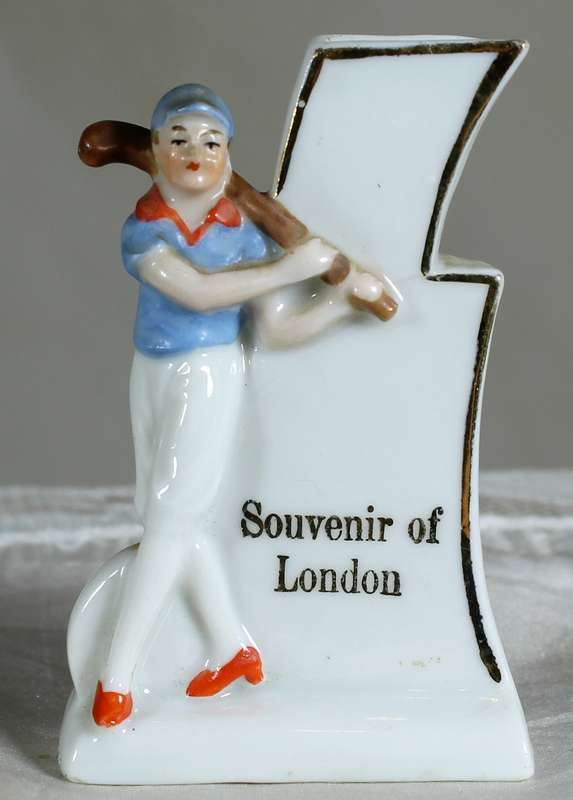Souvenir of London - golf player miniature posy vase