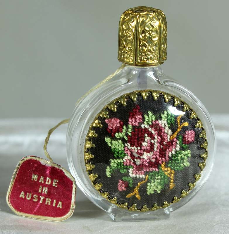 Hand crafted Pompadour miniature perfume bottle