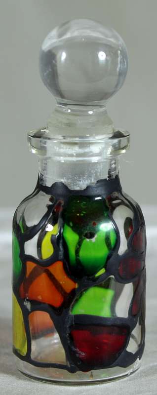 Hand painted stain glass perfume bottle