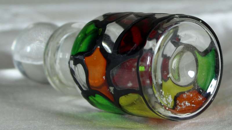 Hand painted stain glass perfume bottle