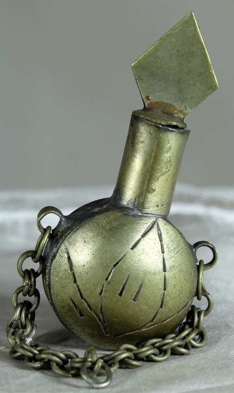 Vintage Moroccan hand crafted miniature metal perfume bottle