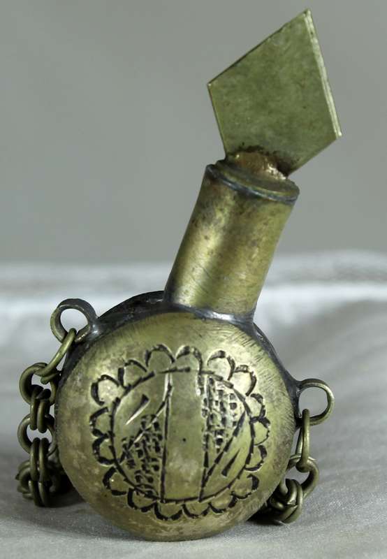 Vintage Moroccan hand crafted miniature metal perfume bottle