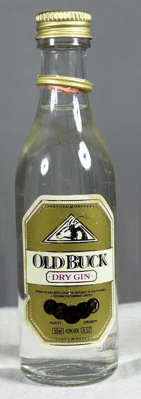 Mini liquor bottle - Old Buck dry gin