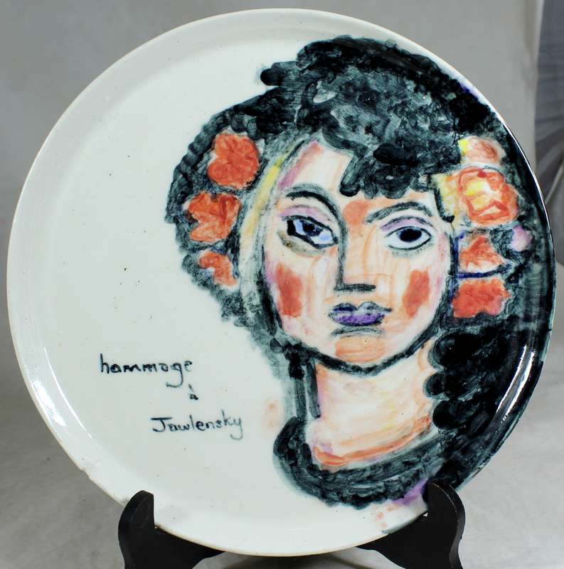 Hand made & painted display plate - Hammoge to Jawlensky