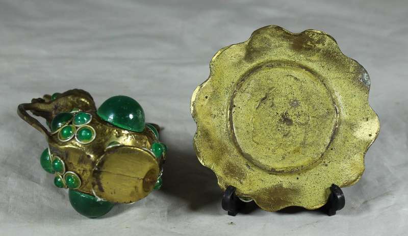 Small brass Arabic / Moroccan teapot on a tray