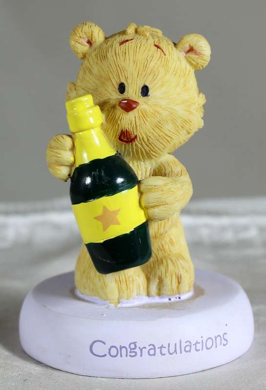 Congratulations bear with bottle