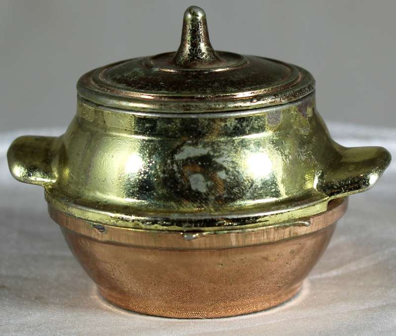 Miniature brass lidded pot