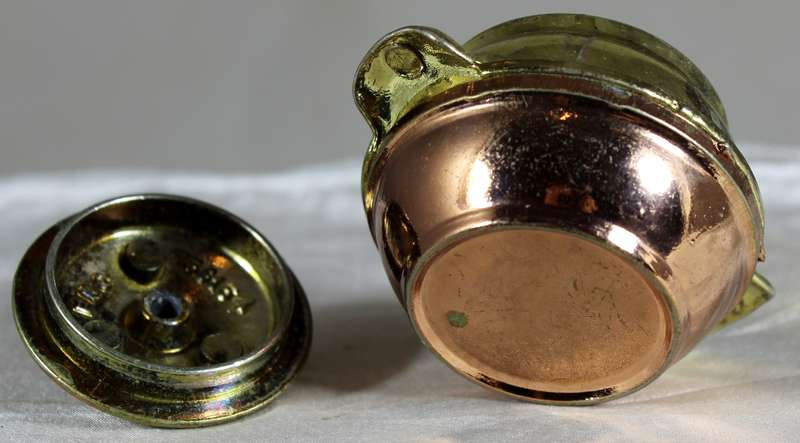 Miniature brass lidded pot