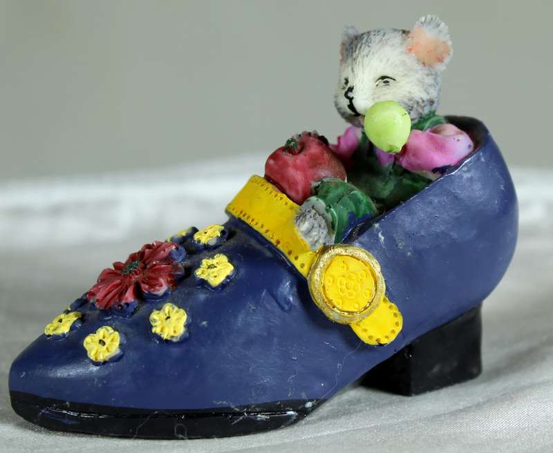 Miniature mouse in a shoe