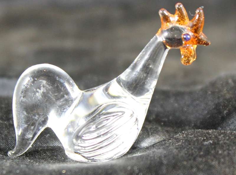 Miniature glass rooster