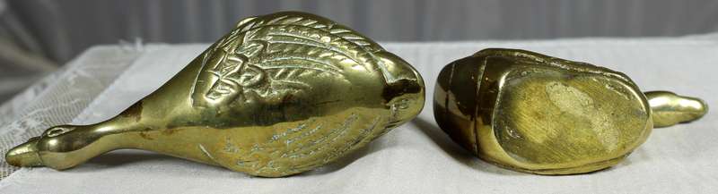 Vintage pair of solid brass geese
