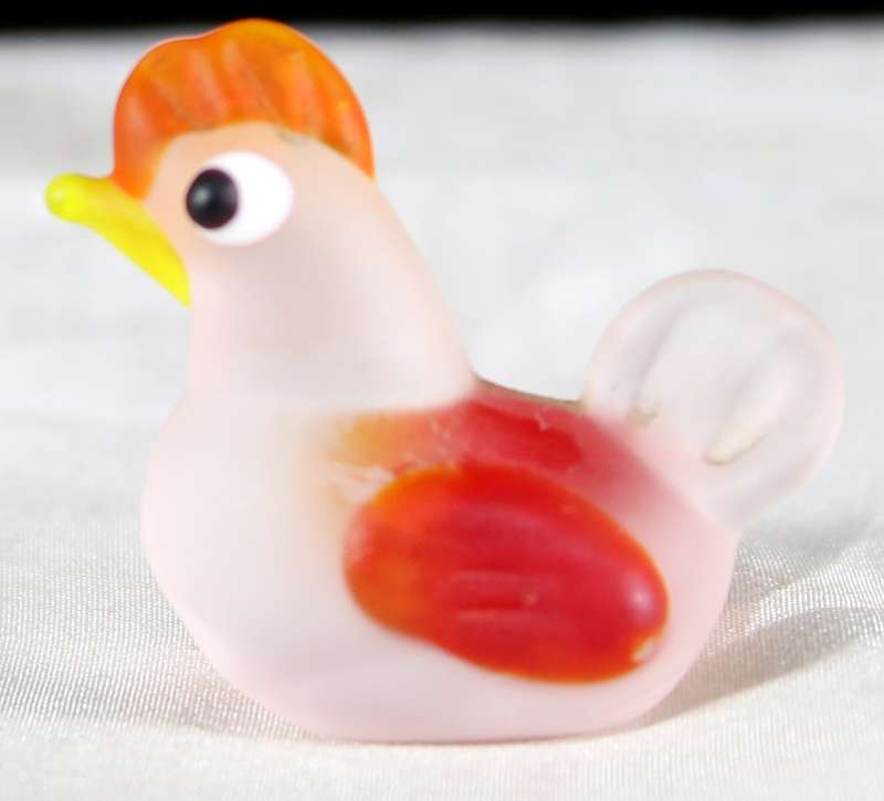 Miniature glass chicken