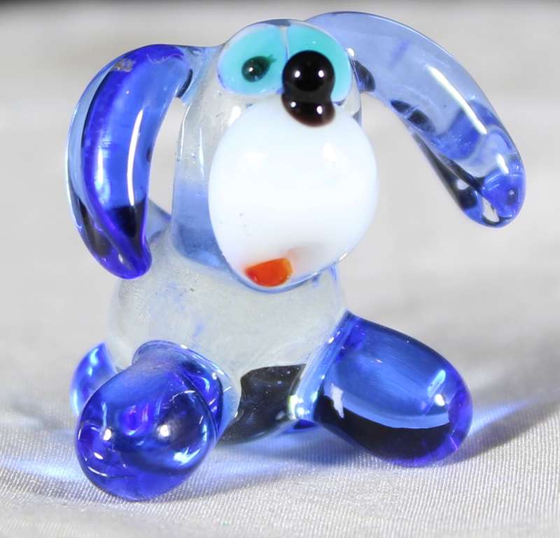 Miniature glass blue doggy