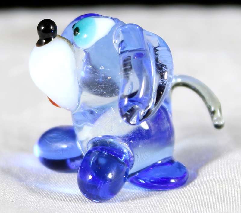 Miniature glass blue doggy