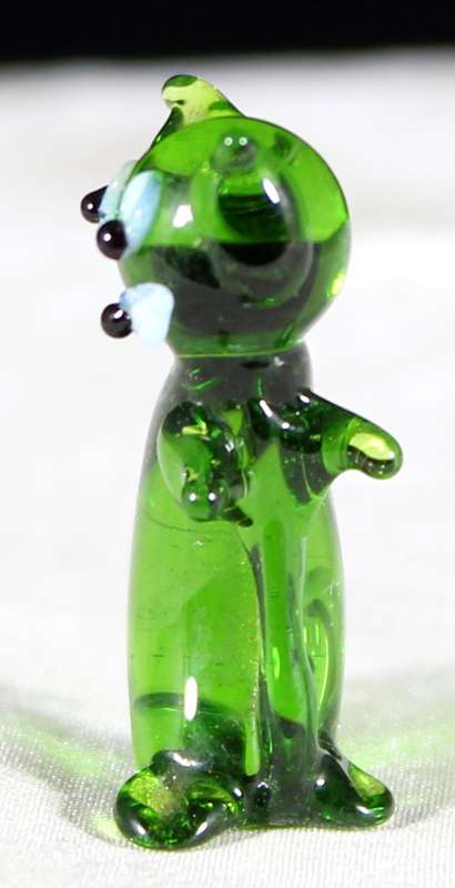 Miniature glass green cat