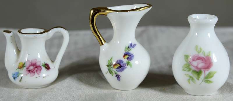 Miniature trio of jugs & posy vase