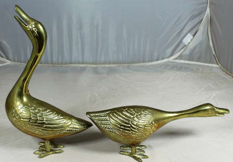 Vintage brass pair of geese