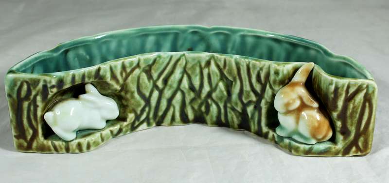Joy China (sister company to Lucia ware) half moon planter with rabbits