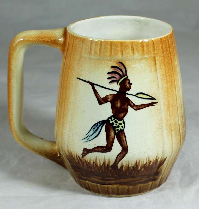 B.E.P hand painted mug with springbuck and warrior