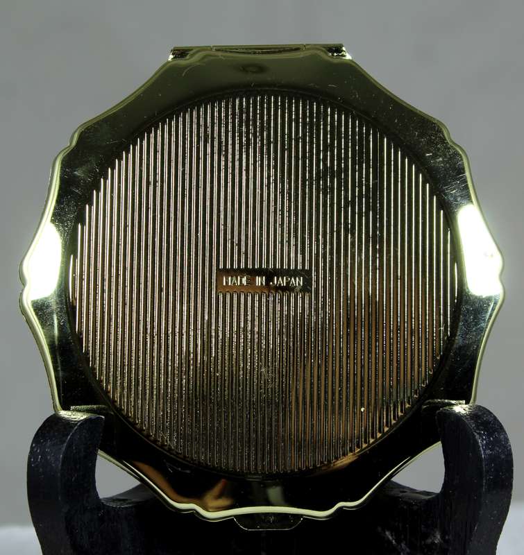 New gold tone powder compact - made in Japan