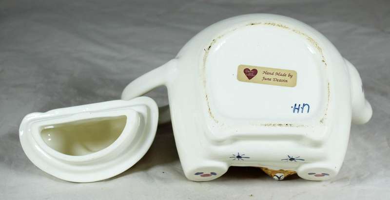 Ornamental porcelain kettle, hand made June Deavin