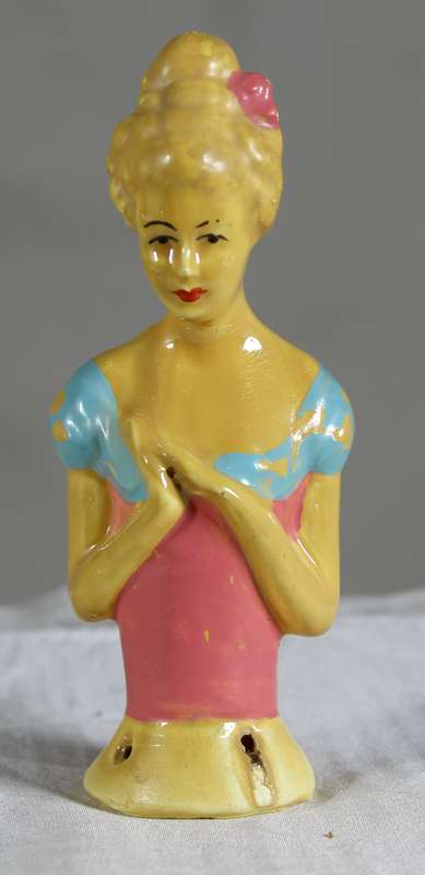 Half doll - lady with pink & blue dress