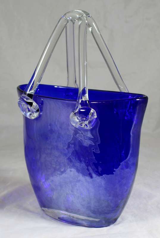 Large blue glass handbag