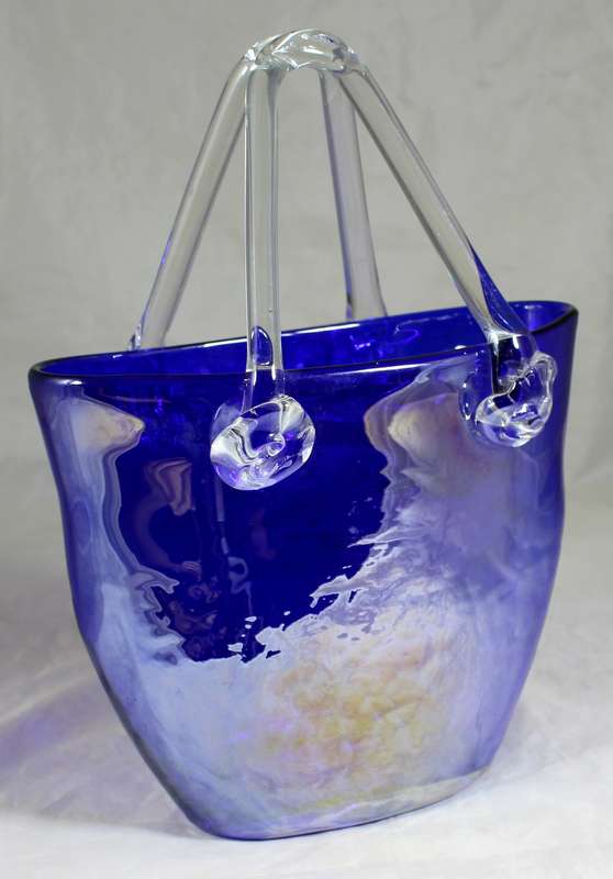 Large blue glass handbag