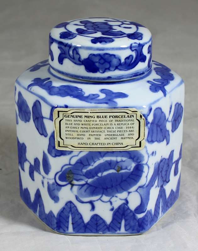 Genuine Ming blue porcelain lidded jar