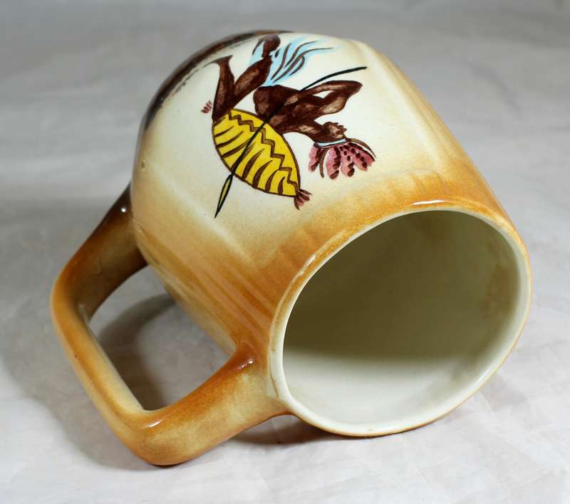 B.E.P hand painted mug with warrior & huts