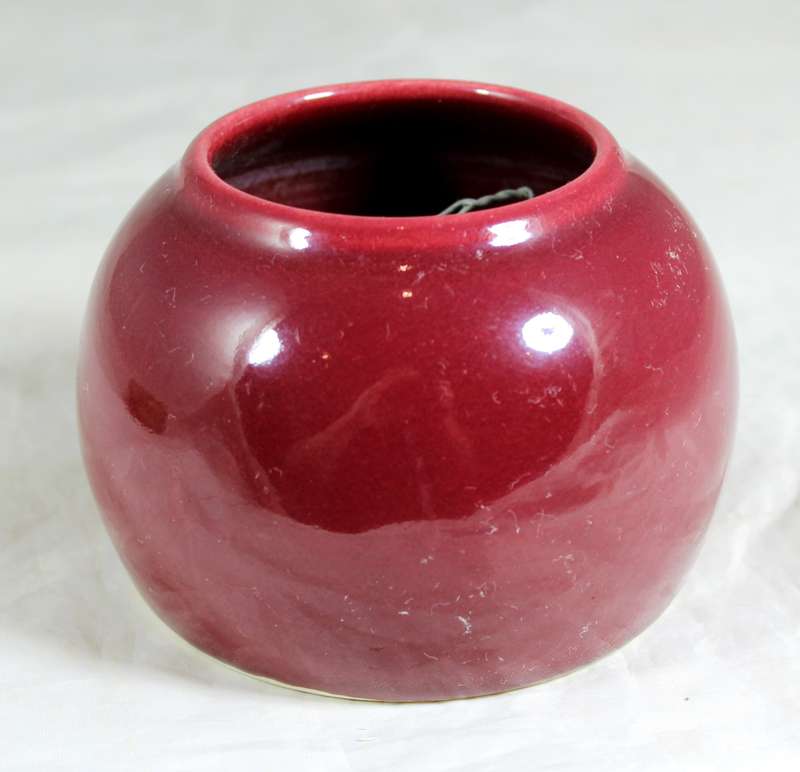 Small burgundy vase with frog
