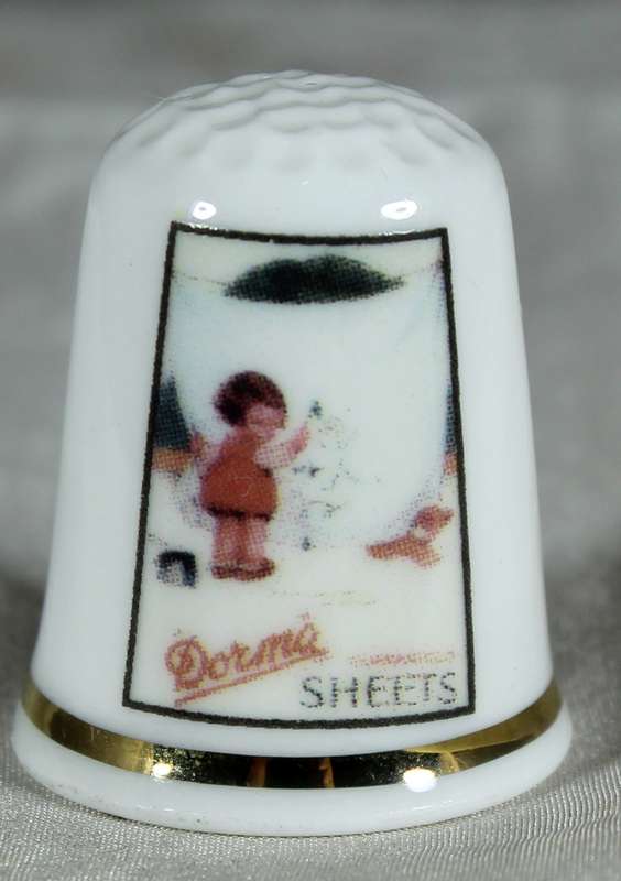 Advertising thimble - Dorma sheets - the thimble guild