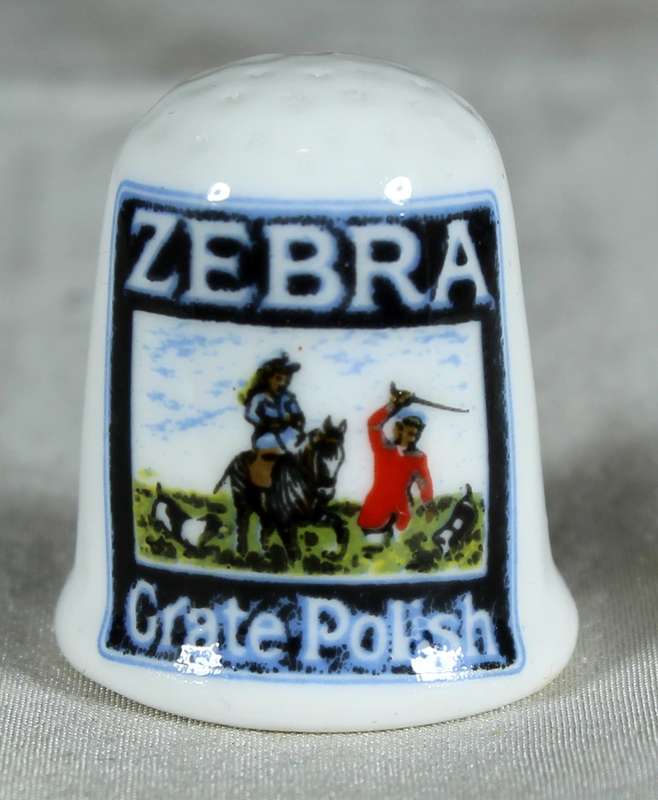 Advertising thimble - Zebra crate polish