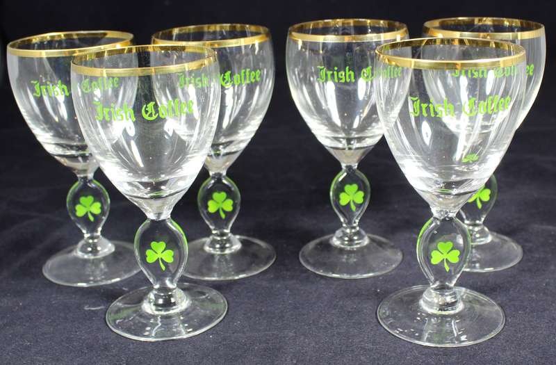 Set of six crystal Irish coffee glasses