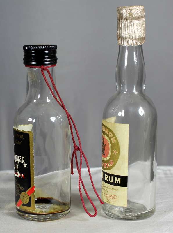 Empty liquor bottles - Pair of Captain Morgan & Squadron rum