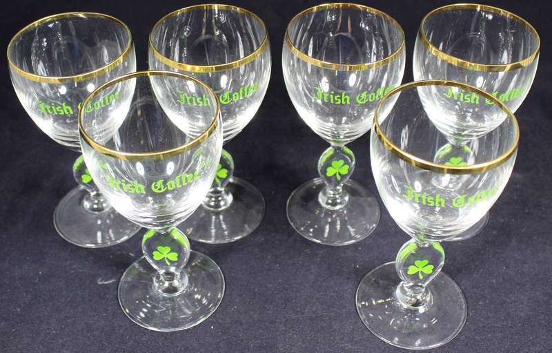 Set of six crystal Irish coffee glasses