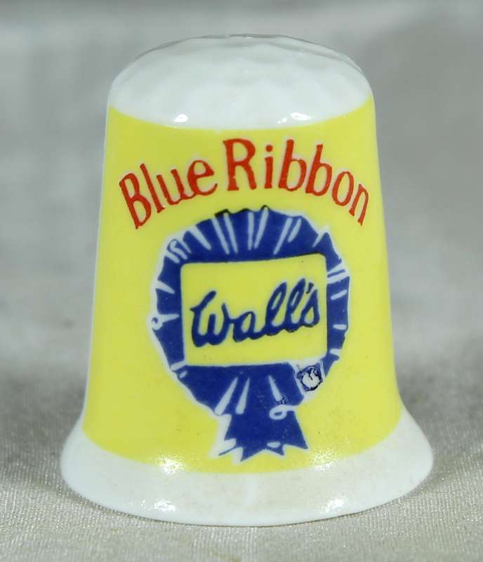 Advertising thimble - Blue ribbon wells