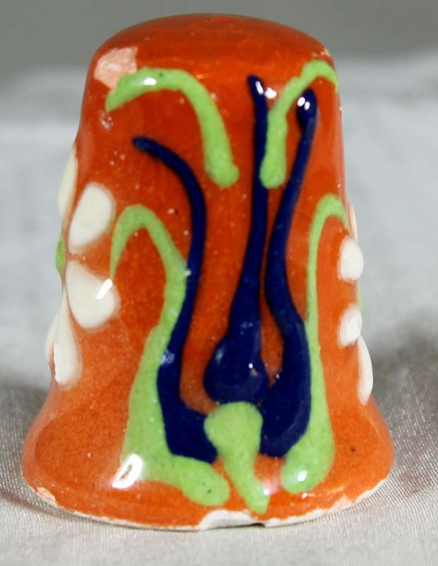 Ceramic thimble - embossed and hand painted