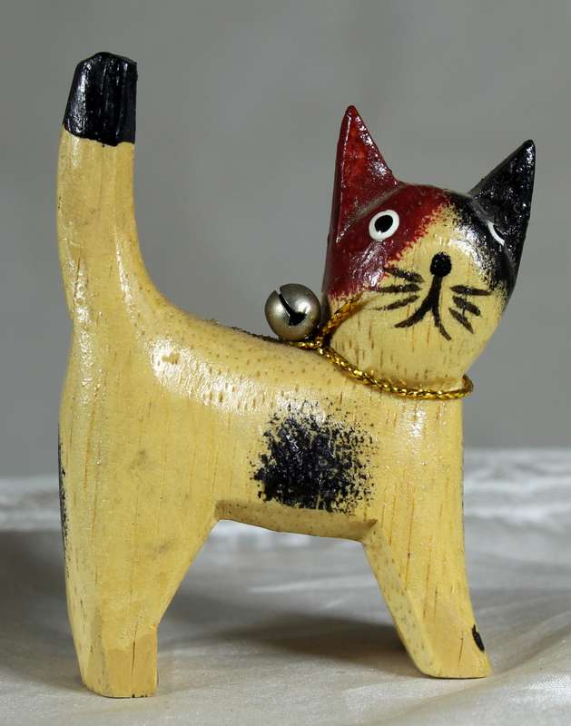 Carved wooden cat