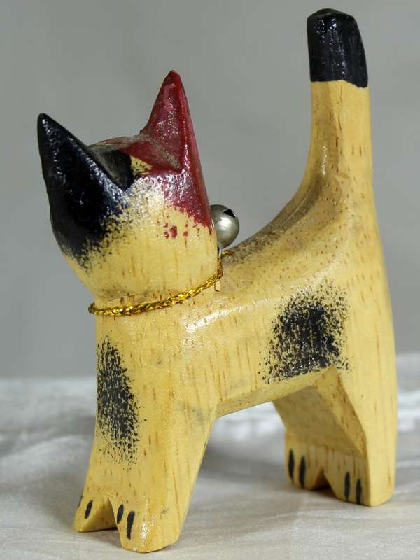Carved wooden cat